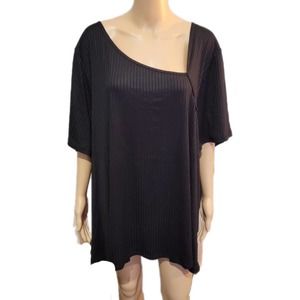 Lane Bryant Black Asymmetrical Neckline Blouse NWT 38/40